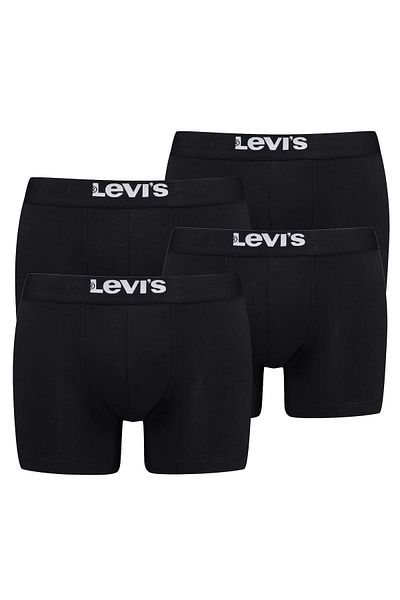 Levi's Herren Boxershorts, 4er-Pack – Solid Basic Boxershorts Organic, Logobund