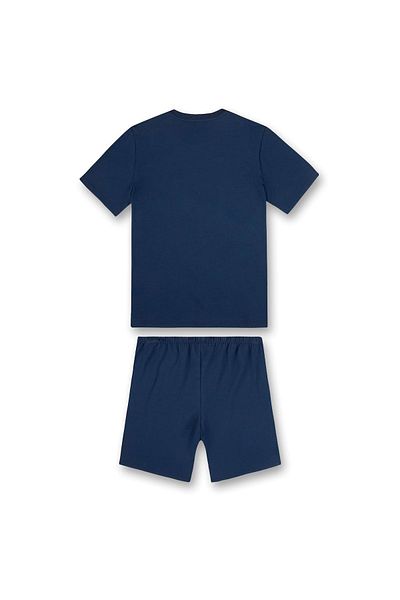 Sanetta Jungen Schlafanzug - Pyjama, Baumwolle, Rundhals, Schriftzug, einfarbig, kurz