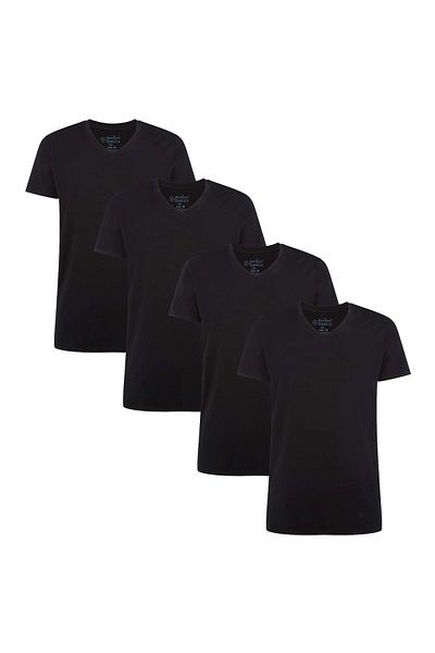 Bamboo Basics VELO Herren T-Shirt 4er-Set – Unterhemd, V-Ausschnitt, Single-Jersey