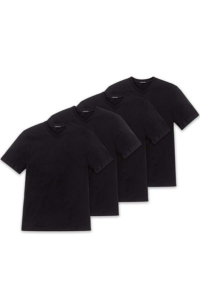 Schiesser Herren American T-Shirt 4er Pack - 1/2 Arm, Unterhemd, V-Ausschnitt