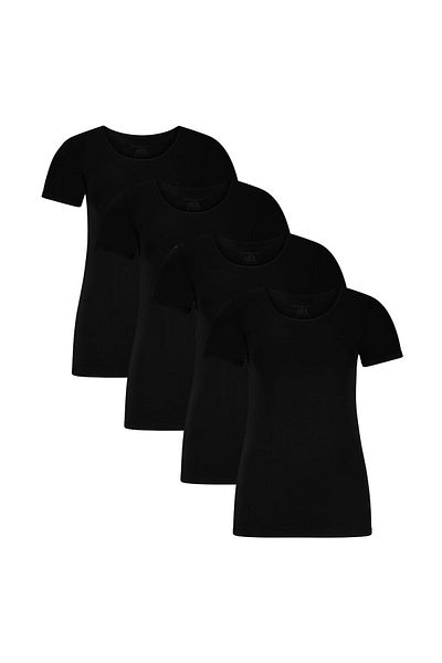 Bamboo Basics KATE Damen Modification – 4er-Pack Unterhemd, Rundhals, Single-Jersey