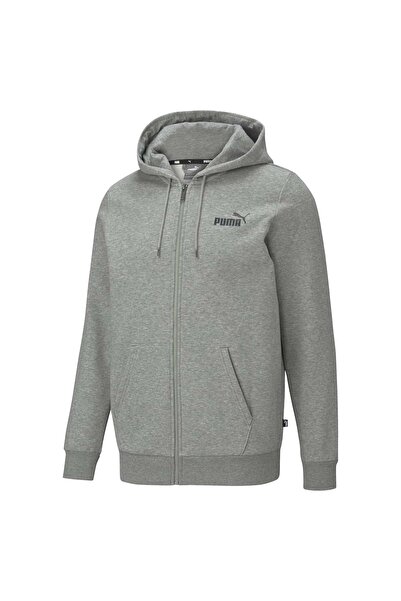 Puma Herren Sweatjacke - Hanocă FZ cu logo mic ESS, glugă, fermoar, Baumwoll-Mix