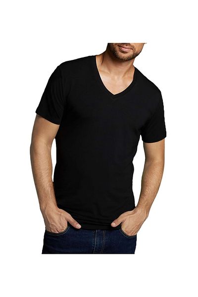 Bamboo Basics VELO Herren T-Shirt 4er-Set – Unterhemd, V-Ausschnitt, Single-Jersey
