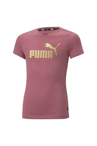Puma Mädchen T-Shirt - ESS+ Metallic LOGO TEE, Rundhals, Kurzarm, uni