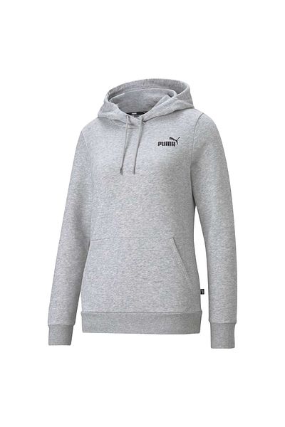Puma Damen Hoodie – Kapuzenpullover mit kleinem ESS-Logo, Rundhals, Langarm, Kapuze, Uni
