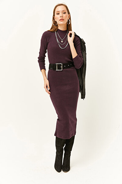 Olalook Γυναικείο Φόρεμα από δαμάσκηνο Λύκρα Μακρύ Καμισόλε ELB-19000750