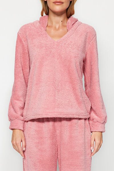 Trendyol Collection Pink Wellsoft Hooded Ear Detailed Winter Knitted Pajamas Set Thmaw24Pt00030