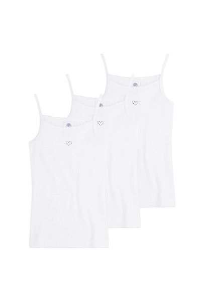 Sanetta 3er-Pack Mädchen Unterhemden – Herzmotiv Basic Shirt, Bio-Baumwolle (Bio)