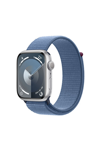 Apple Watch Series 9 GPS 45mm Gümüş Alüminyum Kasa ve Buz Mavisi Spor Loop