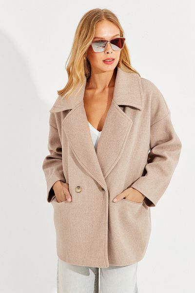 Cool & Sexy Women's Camel Oversize Eyebrow Coat QRS404