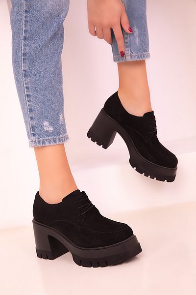 SOHO Black Suede Women's Casual Shoes 18413