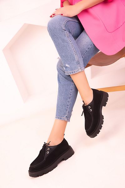 SOHO Schwarze Wildleder Freizeitschuhe für Damen 18416
