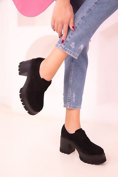 SOHO Black Suede Women's Casual Shoes 18413
