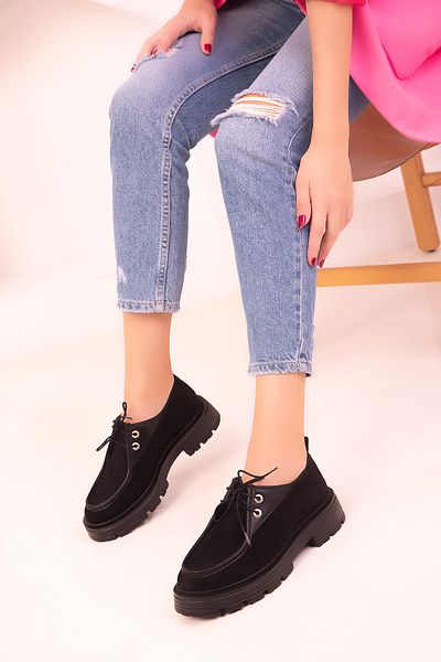 SOHO Schwarze Wildleder Freizeitschuhe für Damen 18416