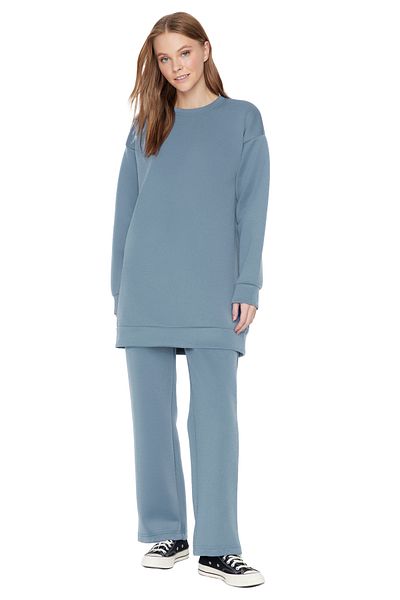 Trendyol Modest Σκούρο μπλε σετ πλεκτής φόρμας Scuba Crew Neck TCTAW23EN00004