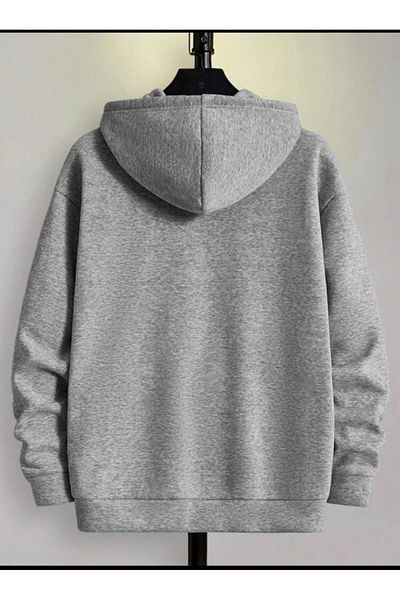 SELENA BUTİK Oversize Unisex Gray Skeleton Printed Cardigan