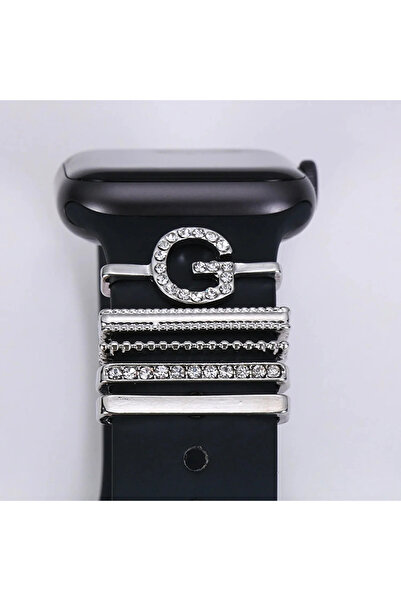 Asfal Apple Watch Serisi Uyumlu Harfli Akıllı Saat Kordon Süsü Tüm Seriye Uyu...