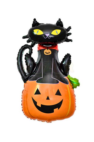 Huzur Party Store Cat Pumpkin Foil Balloon 68x97 Cm Halloween Party Halloween Decorative Balloon Helium Compatible
