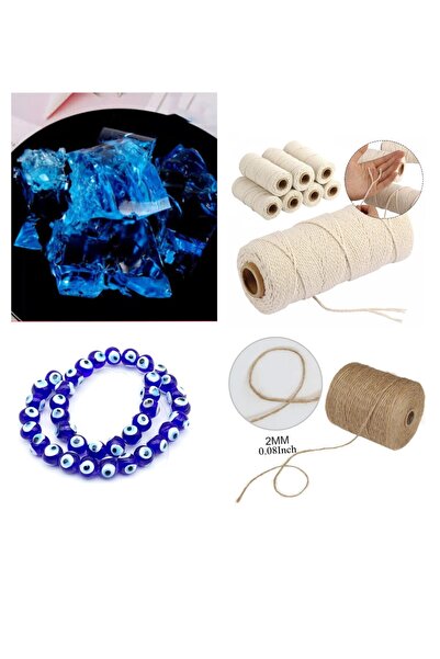 DOĞAN MUM Jel mum 1 kg mavi jel + 5 mt mum fitili + 50adet nazar boncuğu + 10...