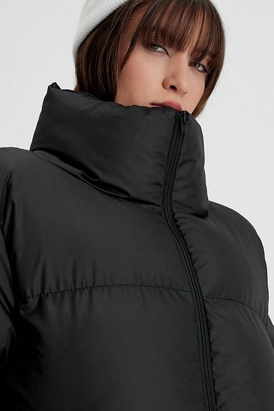 Tonny Black Palton negru pentru femei, umplut, gonflabil, impermeabil Tbg069