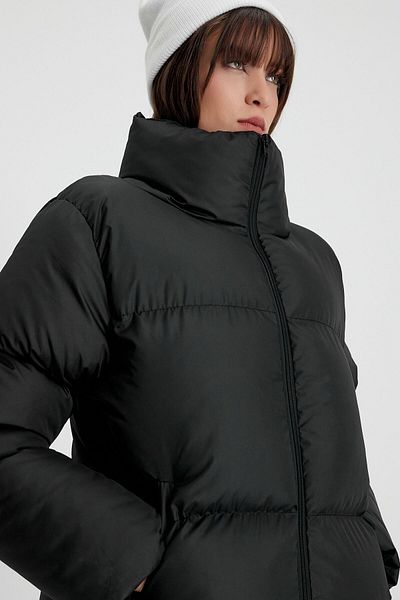 Tonny Black Palton negru pentru femei, umplut, gonflabil, impermeabil Tbg069