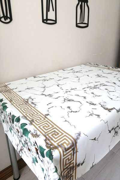 ELEGANCEV SIX LINED STOFF TABLE COVER - MARBLE