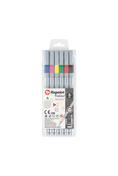 FixPoint Fineliner Kalem Gri Gövde 6'lı FixPoint P-5525