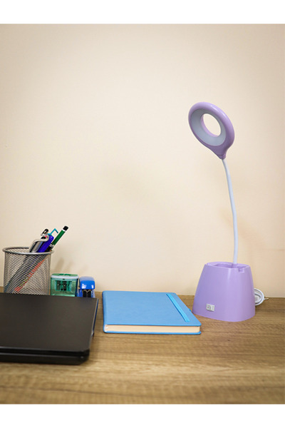 Baysal Ders Çalışma Okuma Led Masa Gece Lambası Lila Rengi Desk Lamp