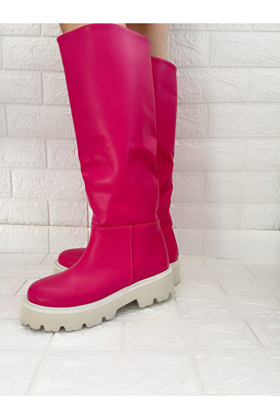 goodbye Pumpkin Fuşya Beyaz Çizme