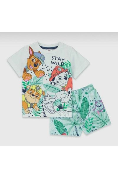 RÜYA BEBE STORE Paw Patrol Printed 100% Cotton Unisex Children's Shorts Set Ecru
