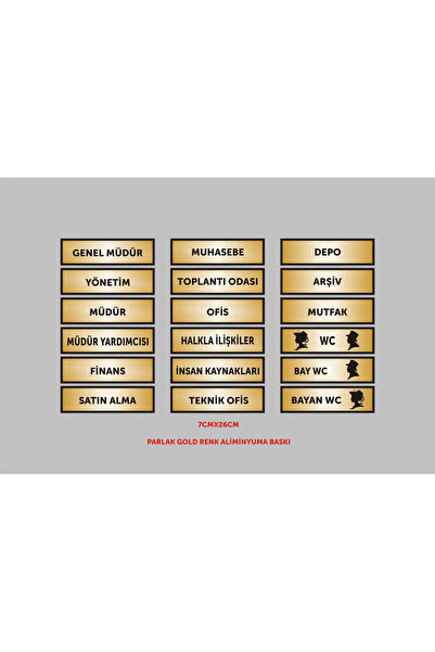 Yüksel Muhasebe Müdür Finans Depo Ofis Kapı Isimlikleri 18'li Aliminyum Parla...