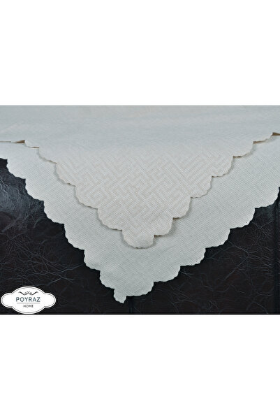 POYRAZ Matte Patterned Chenille Cream Double Sided Sofa Sofa Bed Cover Shawl