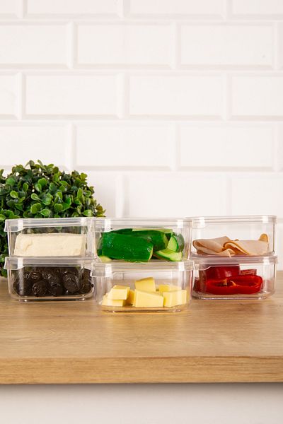 DNS HOME 6-Piece Breakfast Set Storage Container Acrylic Food Storage Container with Vacuum Lid 0,25 ml