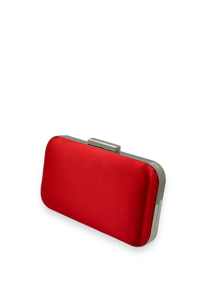 Biçanta Red Color Satin Silver Case Evening Bag Evening Bag Wedding Engagement Portfolio