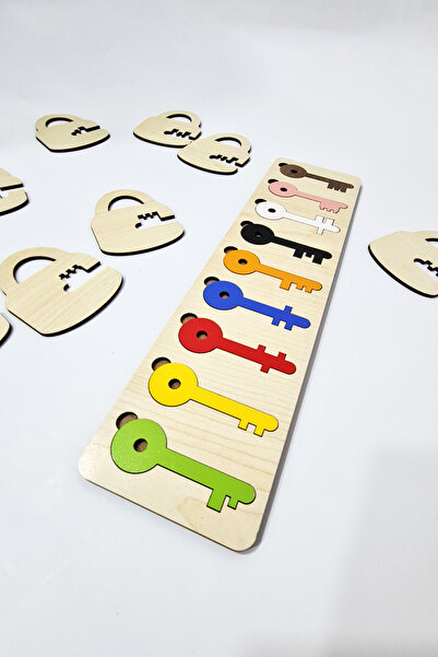 metafortoys Renkli Anahtarlar Ahşap Eşleştirme Oyunu