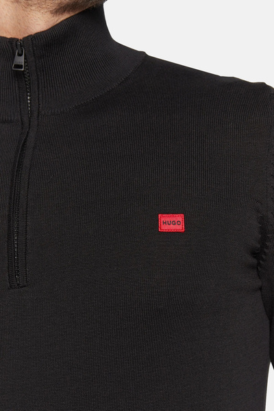 HUGO % 100 Organik Pamuk Fermuarlı Yaka Logolu Regular Fit Kazak Erkek KAZAK 50474164 001