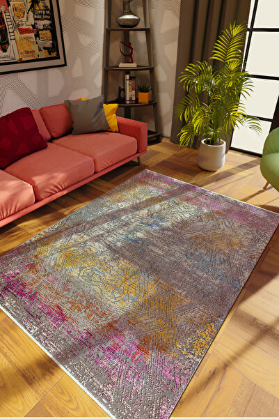 10 Post Online Modern Karışık Renkli Dijital Baskı Halı Kaydırmaz Ince Yıkana...