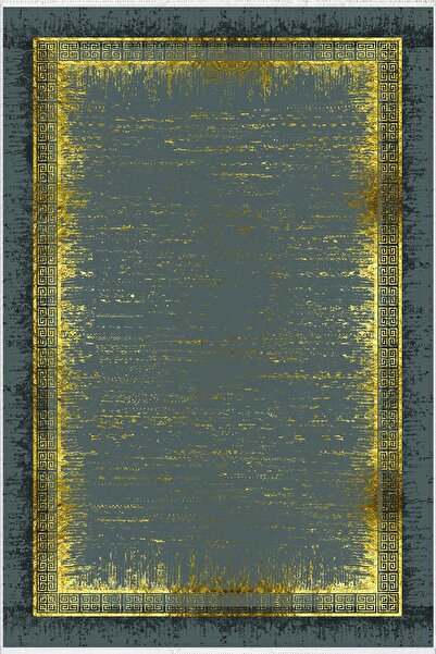 10 Post Online Salon Halısı Otantik Altın Gri Yolluk Kaymaz Yuvarlak Oval Kesme Ince Yıkanabilir Halı