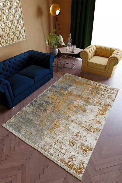 10 Post Online Salon Halısı Modern Spor Altın Gold Kaydırmaz Kesme Yıkanabili...