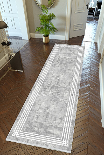 10 Post Online Χαλί διαδρόμου με γκρι μαύρη αντιολισθητική βάση, που πλένεται, λεπτή ψηφιακή εκτύπωση