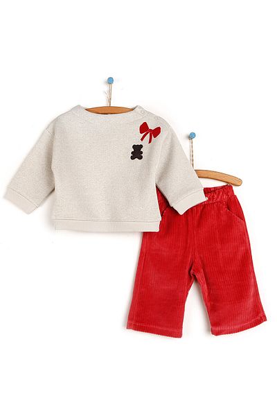 ebebek Hello Baby HelloBaby Crazy Bears High Collar Sweatshirt- Loose Cut Trousers