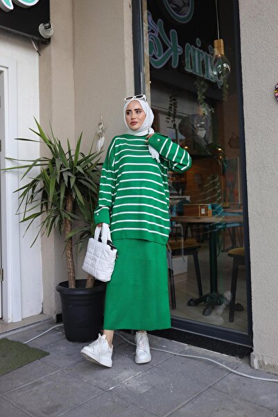 lurex moda STRIPED TUNIC SKIRT KNITWEAR SUIT