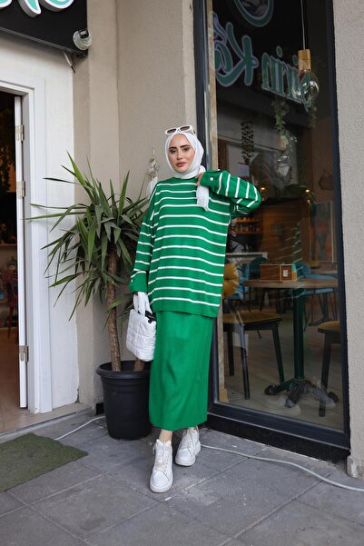 lurex moda STRIPED TUNIC SKIRT KNITWEAR SUIT