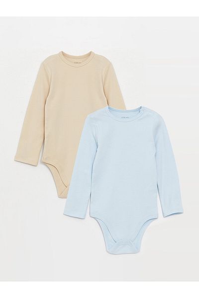 LC Waikiki Crew Neck Long Sleeve Unisex Baby Snap Body 2 Pack