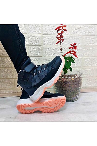 Jump 29194 Μαύρο-ροζ Velcro Fuspet Αντιολισθητικές μπότες για κορίτσια