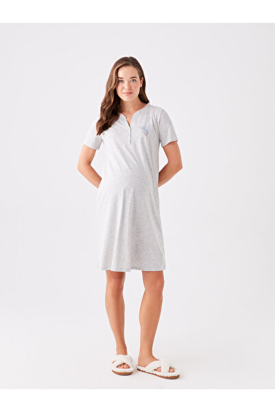 LC Waikiki Szivárgó gallérral nyomott, rövid ujjú kismama hálóing