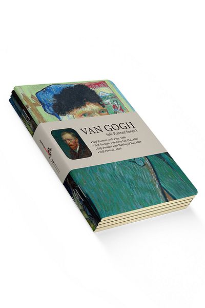 retronote Van Gogh Set of 4 Notebooks 4 - Self-portrait Series I - Unlined - 64 Pages - 14x21cm