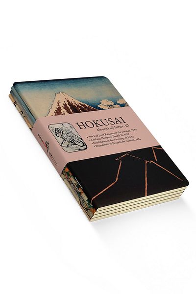 retronote Hokusai 4-Piece Notebook Set 3 - Mount Fuji Series III - Unlined - 48 Pages - 10.5x14cm