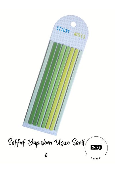 EZOSHOP Transparent Colored Sticky Notes - Long Strip Adhesive Label 6