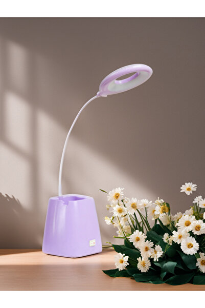 Baysal Ders Çalışma Okuma Led Masa Gece Lambası Lila Rengi Desk Lamp